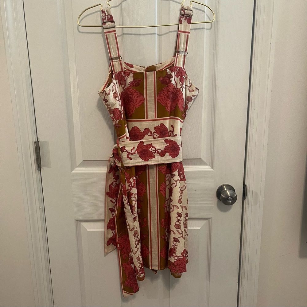 NWOT Greylin Floral Belted Cotton Sundress Button Front Adjustable Strap Dress M - Picture 7 of 10
